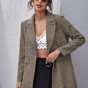 Shein Brown Houndstooth Blazer Size S US 4